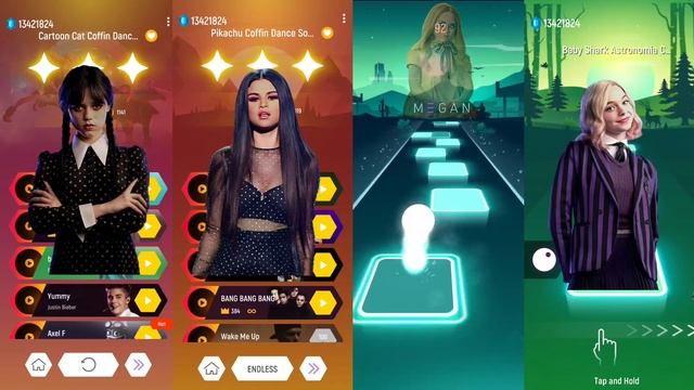 Wednesday Addams VS Selena Gomez VS Megan M3GN Dance VS Enid Sinclair Dance -Tileshop Edm Rush!!
