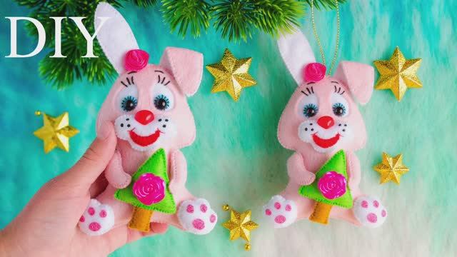 НОВОГОДНИЙ ЗАЙЧИК из фетра. СИМВОЛ 2023 своими руками смотреть онлайн