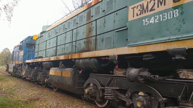 Тэ114-0067+тэм2м-048+тгм6а-716 маневры на первом заводе подъездной путь от ст. Полотняный завод смотреть онлайн