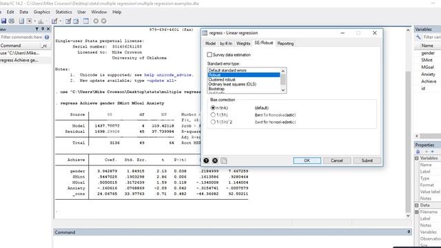 Multiple regression in STATA using robust standard errors смотреть онлайн