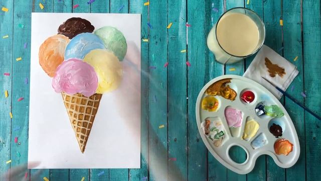 Мороженное гуашью. Урок рисования для детей 5+ смотреть онлайн