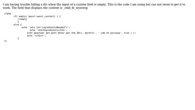 Wordpress: Hide a div when a custom field is empty смотреть онлайн