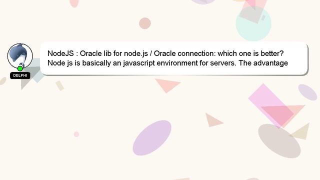 NodeJS : Oracle lib for node.js / Oracle connection: which one is better? смотреть онлайн