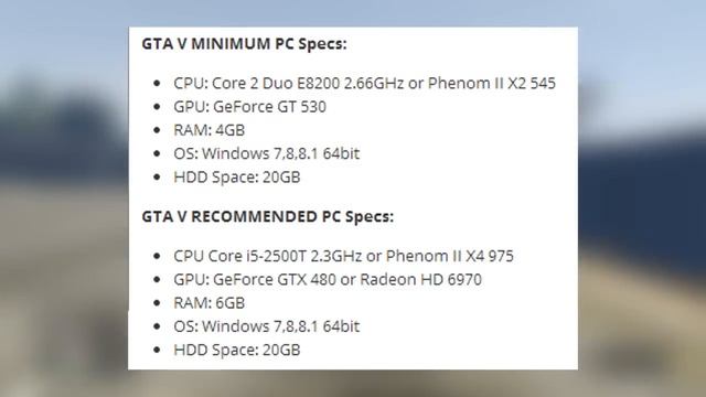 GTA 5 PC - Minimum PC Specifications To Play GTA 5! (GTA 5 PC Specs) смотреть онлайн