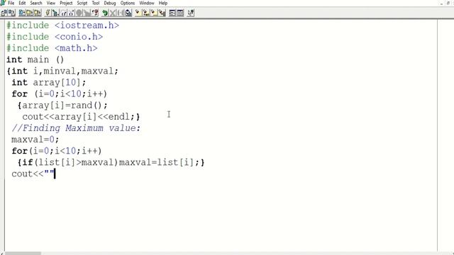 A code to create an array of 10 random elements, and then display their max and min. смотреть онлайн
