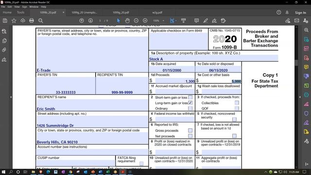 Part 6 Data Input Form 1099-B Proceeds From Broker & Exchange Transactions 335 смотреть онлайн