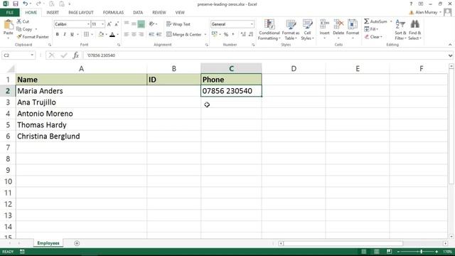 Preserve Leading Zeros When Entering Numbers in Excel смотреть онлайн