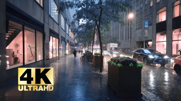 Walking in Heavy Rainstorm in NYC