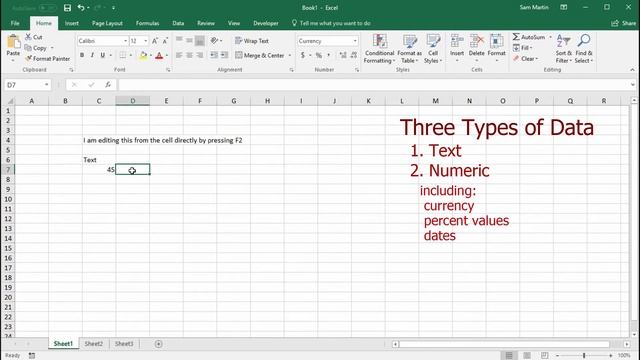 Excel Absolute Beginner Series - Part 2 - Entering Data & Data Types смотреть онлайн