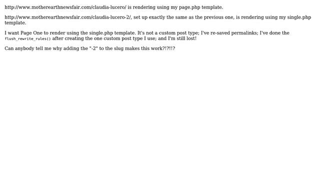 Wordpress: "post-name" Renders Using page.php, but "post-name-2" renders with single.php смотреть онлайн