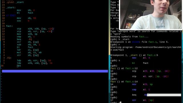 recursivity in ARM64 assembly смотреть онлайн