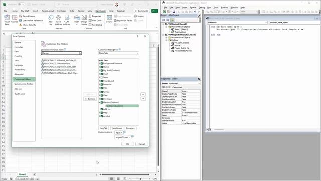 Excel - VBA File Open Macro - Make & Add to Ribbon for One Click Access to a Workbook смотреть онлайн