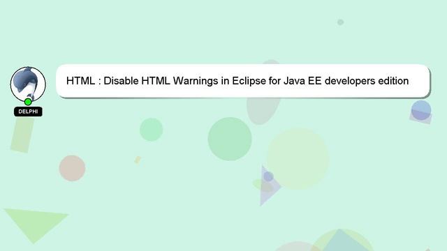HTML : Disable HTML Warnings in Eclipse for Java EE developers edition смотреть онлайн