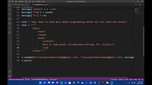 How to send HTML Emails using Python || smtplib смотреть онлайн