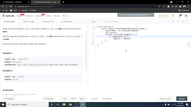 Sort Array By Parity II | Leetcode Solution Explained | JAVA смотреть онлайн