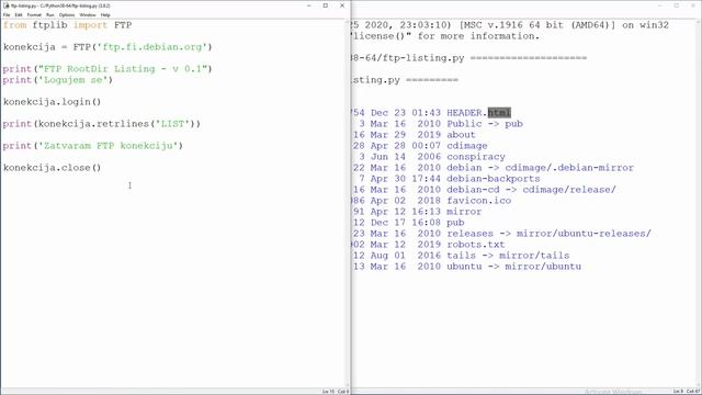Listing Javnog FTP Servera - Python Programiranje смотреть онлайн