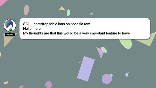 SQL : bootstrap table ions on specific row смотреть онлайн