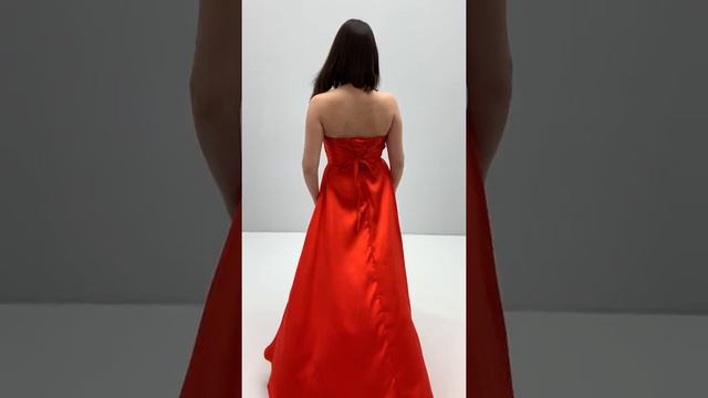 Красное асиметричное платье с корсетом 103324-305822 смотреть онлайн