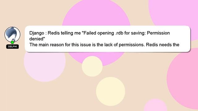 Django : Redis telling me "Failed opening .rdb for saving: Permission denied" смотреть онлайн