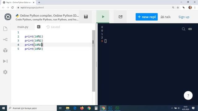 #13 Python Integer Üs Alma Tam Sayı Bölme Mod Alma ve Matematik Özet смотреть онлайн