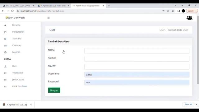 APLIKASI JASA CUCI MOBIL BERBASIS WEBSITE (php & MySql) смотреть онлайн