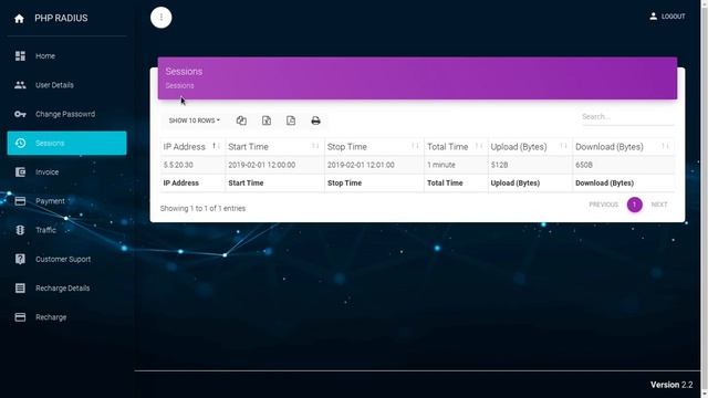 Show Session list from client portal | Reports | PHP Radius смотреть онлайн