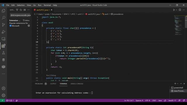 JAVA program to generate three address code for the simple expression. смотреть онлайн