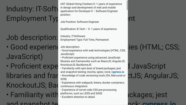 UST Global hiring for Software Engineer skills:JAVA,HTML,CSS, Javascript,ReactJS, AngularJS,GIT,SVN смотреть онлайн
