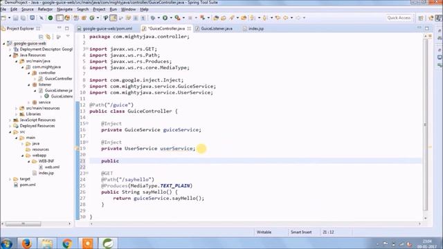 5 - Google Guice - Integration with web using Guice Jersey Servlet Part : 4 | Jersey | REST смотреть онлайн