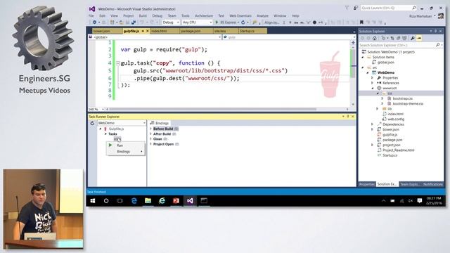 Tooling using Bower, NPM, Gulp for ASP.NET Core 1.0 - .NET Developer Community SG смотреть онлайн