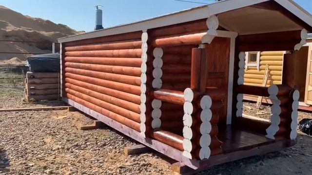 Обзор готовой перевозной бани из бревна смотреть онлайн