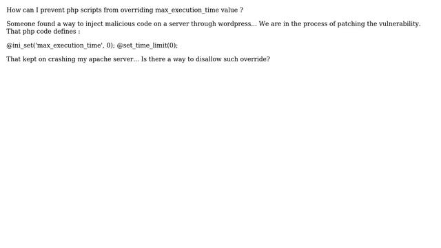 Prevent php script from overriding php.ini смотреть онлайн