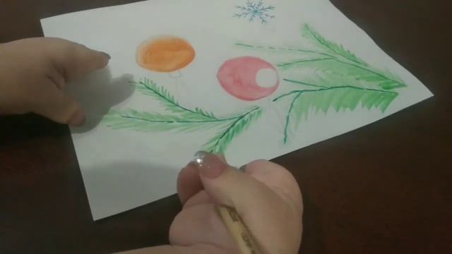 Продолжение? Рисуем веточку ёлочки и новогодние игрушки✨