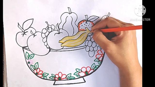 How to draw a fruit basket// fruit basket// fruit basket drawing смотреть онлайн