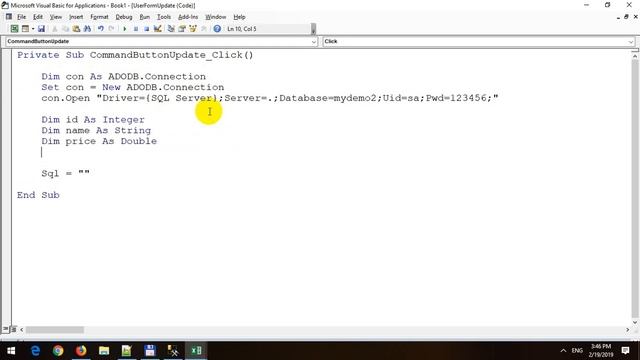 Update Data from VBA UserForm to SQL Server Database in Excel смотреть онлайн
