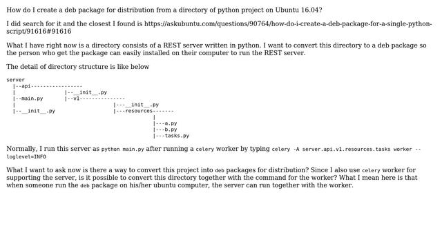 How to create a deb package from a directory of python project which also need of other... смотреть онлайн