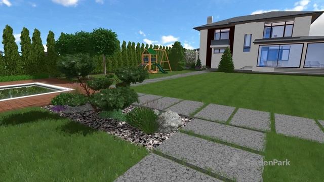Ландшафтный проект, визуализация от компании GardenPark смотреть онлайн