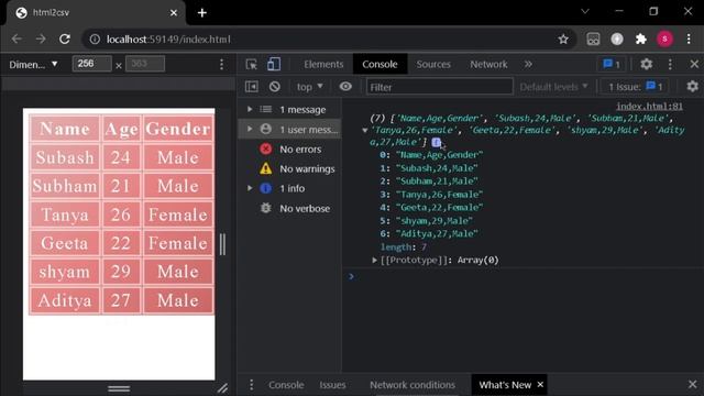 Export HTML Table to CSV with JavaScript | HTML 2 CSV | convert html table to csv | JS смотреть онлайн