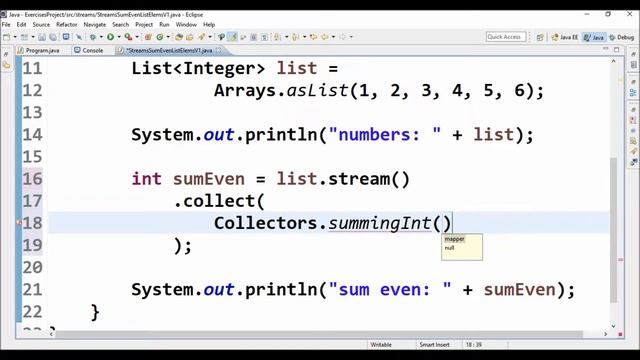 streams sum even list elems v1 in java смотреть онлайн