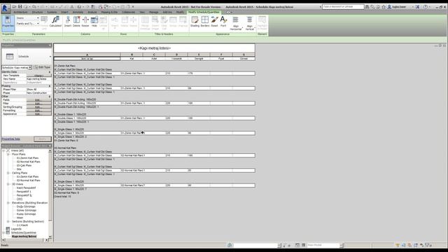 Revit 2015 Eğitimi - 34 Metraj Listelerinin Düzenlenmesi смотреть онлайн