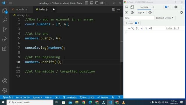 Add An Element In Array At Any Index - JavaScript Tutorial смотреть онлайн