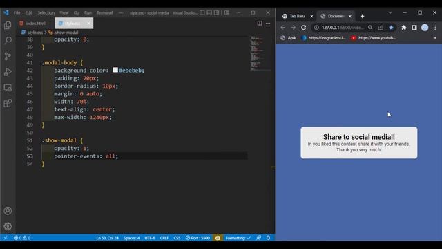 Popup (Modal) Share Social Media using HTML CSS & JavaScript | social media pop up html css смотреть онлайн