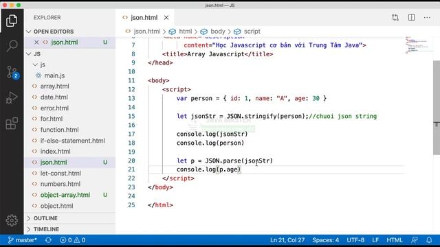 JavaScript 18 - JSON - Trung Tâm Java Master смотреть онлайн