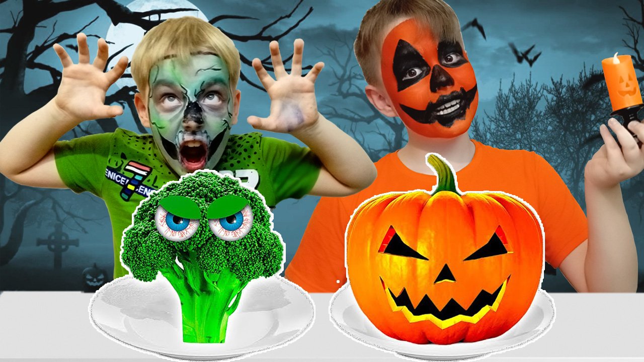 ЕДИМ ЕДУ ОДНОГО ЦВЕТА НА ХЭЛЛОУИН смотреть онлайн