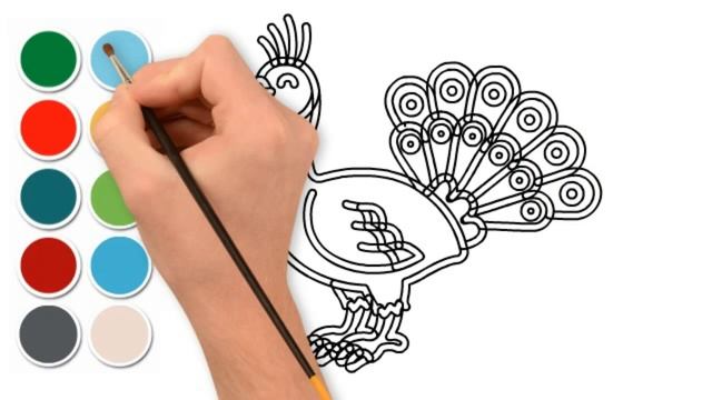 How to draw and color peacock by hand? Step by step смотреть онлайн