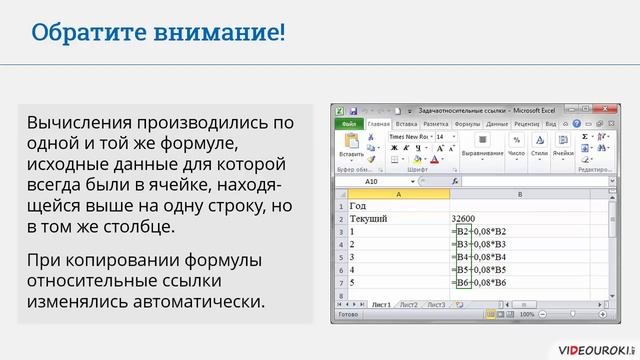 Организация вычислений в электронных таблицах. Абсолютные и относительные ссылки смотреть онлайн