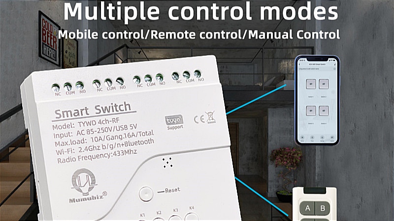 Четырёхканальный WiFi переключатель для умного дома Tuya Smart 4 Channel WiFi Smart Home Switch смотреть онлайн