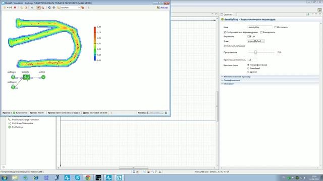 Моделирование дороги через пешеходную библиотеку  AnyLogic