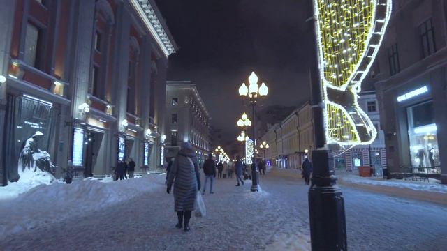 🇷🇺 (4K) WINTER MOSCOW /2022/ARBAT STREET. смотреть онлайн