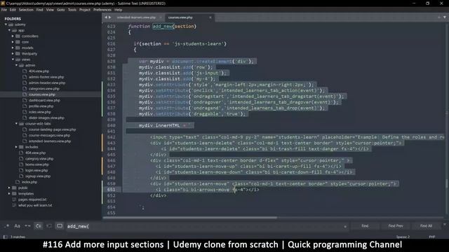 #116 Add more input segments | Udemy clone from scratch in php | Quick programming tutorial смотреть онлайн